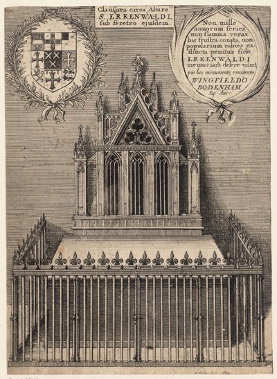 St Erkenwald (Monument) (State 2) by Wenceslaus Hollar